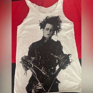 Edward Scissor Hands, White Tank Top, Medium, P2P 17” Preloved in great cond.